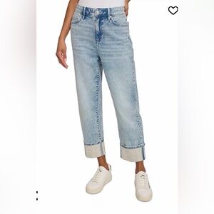 💎 Karl Lagerfeld Paris High Rise Crystal Cuff Jeans in an ice blue - Sz 6 💎 NEW